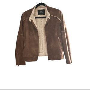 NWOT  Naked Zebra Brown Jacket with White Faux Fur  Sz L